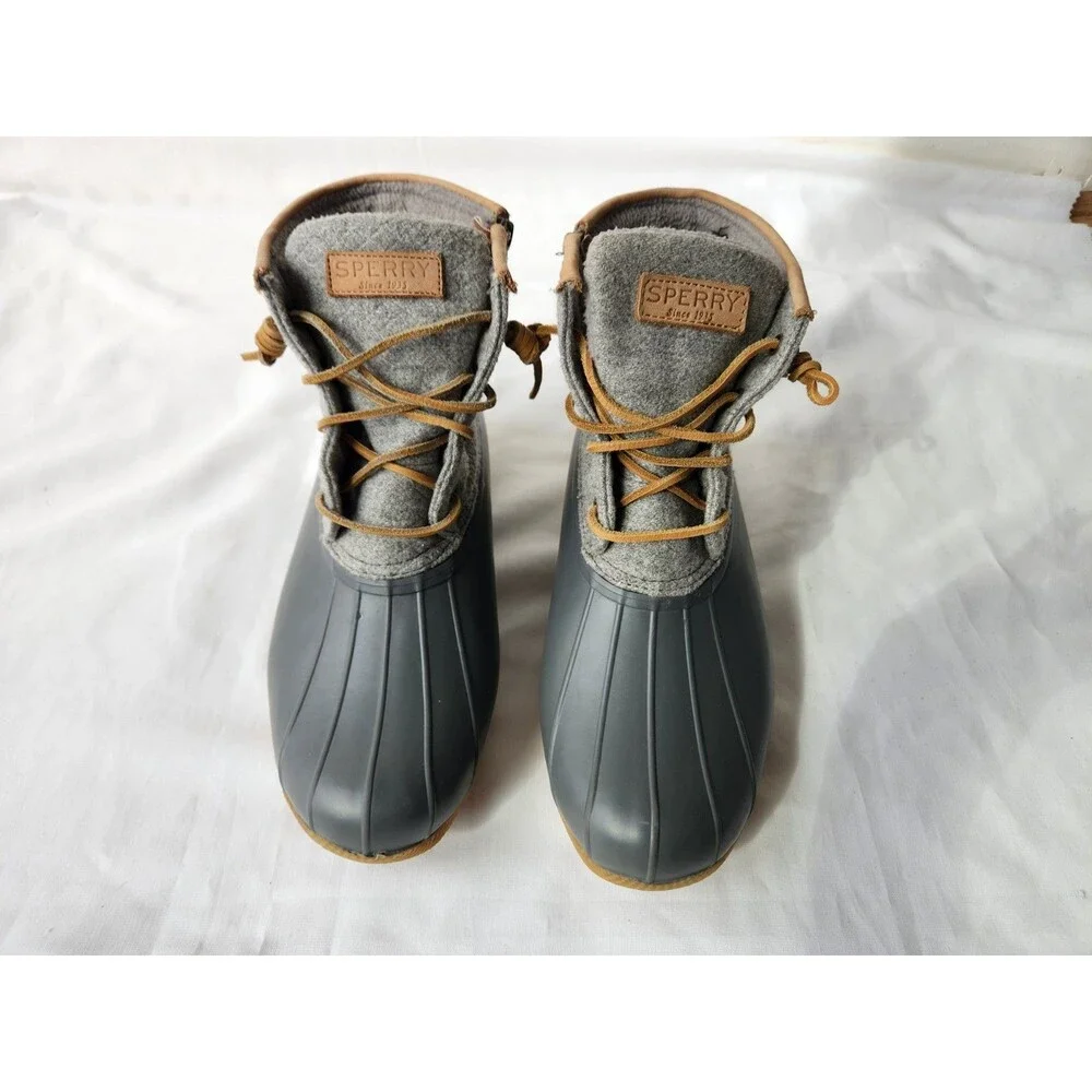 Sperry Top-Sider Women's 9 Gray Saltwater Wool Embossed Insulated Duck Boots